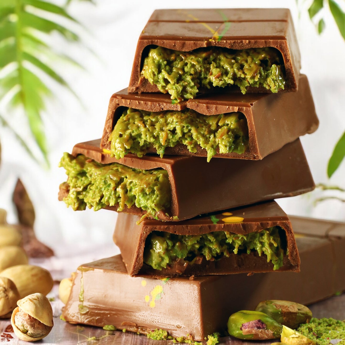 Narperi Dubai Chocolate Bar 7 oz Handmade with Premium Pistachio Cream, Finest Belgian Milk Chocolate and Crispy Kunafah - PERFECT FOR MOTHER'S DAY